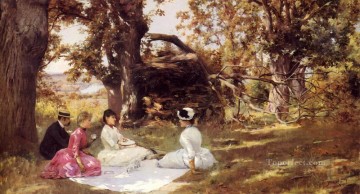 ピクニック・アンダー・ザ・ツリー 女性 ジュリアス・ルブラン・スチュワート Oil Paintings